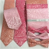 B1998 Pinks ZAZZI Floral Wedding Tie, Bow, Pocket Square & Face Mask