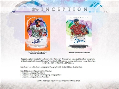 2019 Inception Baseball Case Break #2 (1 Team) SUPER SALE