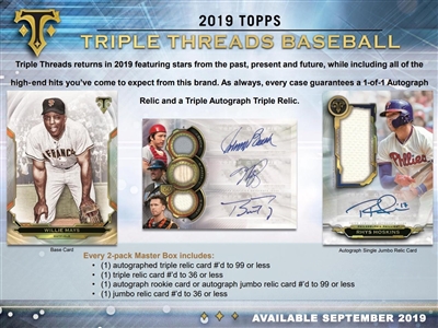 2019 Triple Threads Baseball 9 Box Case Break #1 (1 Team)