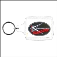 Double-sided key fob and chain with vintage Mercury, Evinrude or Johnson logo