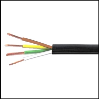 Black PVC baot trailer cable with BROWN - GREEN - YELLOW - WHITE 14-gauge conductors