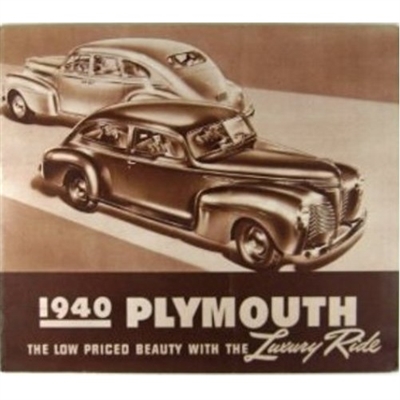 Sepia tone 8" x 10.5" 12-page original showroom sales catalog for 1940 Plymouth P9 - P10