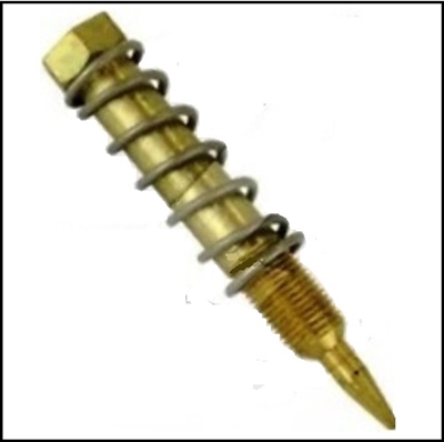 Slow-speed mixture needle valve with spring for 1958-59 Evinrude - Johnson 4-cyl outboards