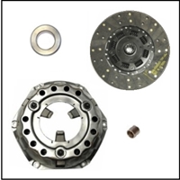 Complete clutch service package includes driven friction disc, pressure-plate and cover, throw-out bearing and crankshaft pilot bushing