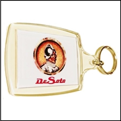 Double-sided key fob and chain with DeSoto logo
