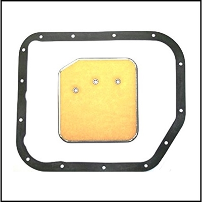 Neoprene pan gasket and dacron filter for the A-904 TorqueFlite transmission on all 1960-66 Plymouth barracuda - Valiant; all 1961-62 Dodge Lancer and all 1963-66 Dart