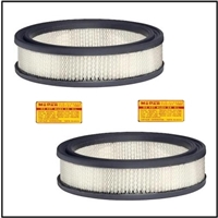 (2) PN 2120634 air filter elements with decals for 1960-61 Chrysler 300F/G and 1960-61 Plymouth; Dodge and DeSoto with dual ram induction