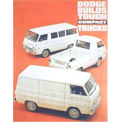 12 page color catalog for 1964 Dodge A-100 compact vans, compact pickups and Sportsman wagons