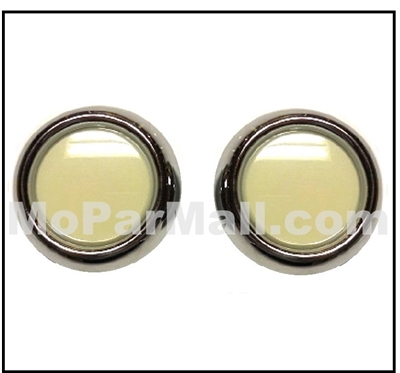 (2) PN 1632132 courtesy lenses with bezels for 1955-59 Plymouth - Dodge - DeSoto - Chrysler - Imperial convertibles