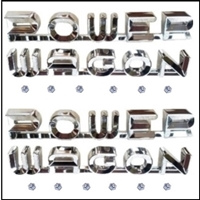 Pair of PN 1790750 - 1790751 - 2833447 - 2833448 chrome "POWER WAGON" scripts for both sides of the hood of 1961-68 Dodge four-wheel-drive conventional cab trucks