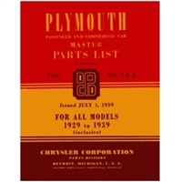 Original illustrated factory parts manual for all 1929-39 Plymouth passenger cars