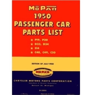 Illustrated Mopar Factory Parts Manual for 1950 Plymouth - Dodge - DeSoto - Chrysler