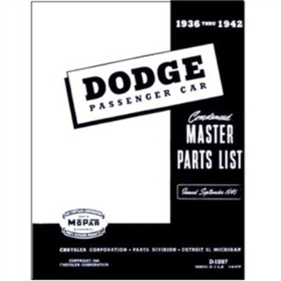 Illustrated Factory Parts for 1936-1942 Dodge Passeneger Cars