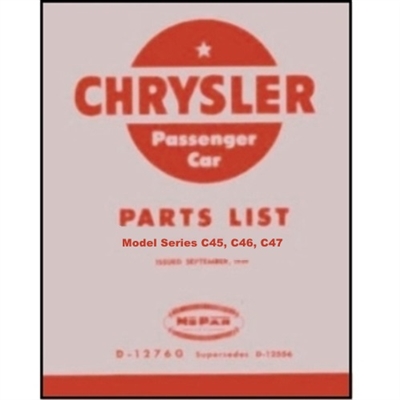 Factory parts manual for all 1949 Chrysler Imperial - New Yorker - Royal - Town/Country - Windsor