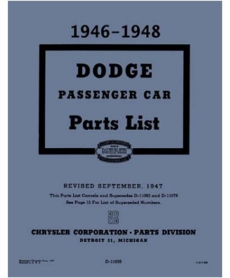 Illustrated Factory Parts Manual for 1946-1948 Dodge Passenger Cars