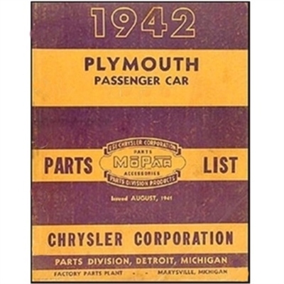 Illustrated Factory Parts Manual for 1942 Plymouth