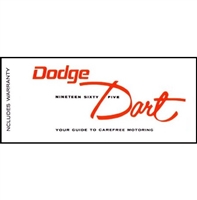 Authorized reprint of the original owner/operator manual originally supplied in the glovebox for all 1965 Dodge Darts