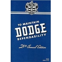 Factory Owners Manual for 1942 Dodge Passenger Cars