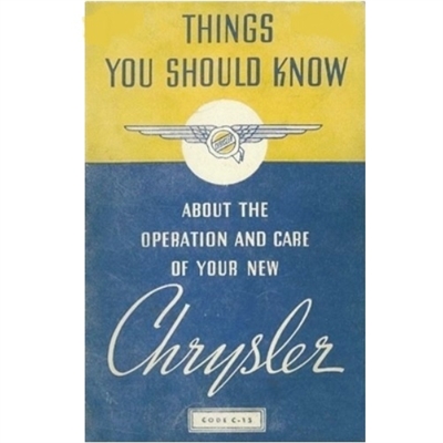 Owner's Manual for 1937 Chrysler Imperial