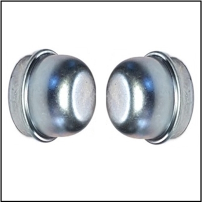 Set of (2) front brake drum bearing dust caps for 1960-72 Plymouth Duster - Scamp - Valiant; 1964-69 Barracuda; 1961-62 Dodge Lancer and 1963-72 Dart - Demon