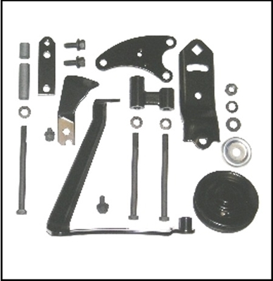 Alternator mounting bracket and idler pulley package for 1971-72 Plymouth GTX - RoadRunner - Satellite and 1971-72 Dodge Charger - Coronet with 383/400/440 CID engines and A/C