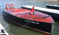 One-of-a-kind double-cockpit mahogany speedboat with fully restored twin 1958 Mercury outboards