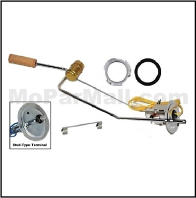 Fuel tank gauge sender with pick-up filter, seal, retaining ring and ground strap