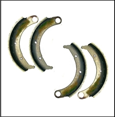 Set of (4) relined bonded brake shoes for all 1935-42 Chrysler Corp. 6-cylinder passenger cars