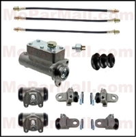 11-piece set includes a complete master cylinder assembly; (2) front wheel cylinder assemblies; (4) rear wheel cylinder assemblies; (3) flexible hoses and a hydraulic stop light switch