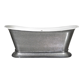 'Bordeaux-Diamond Bling73' 73" Cast Iron Chariot Tub with Stunning Diamond Bling Exterior and Drain