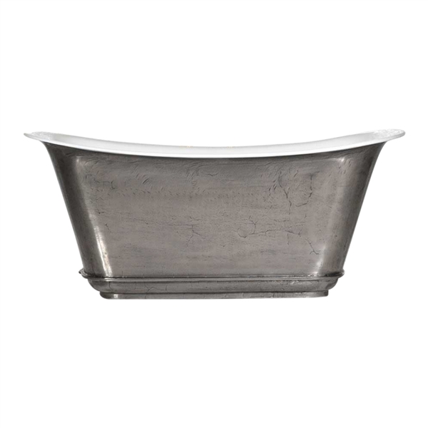 'The Charroux-73-SS' 73" Cast Iron Chariot Tub with Stainless Steel Exterior and Drain