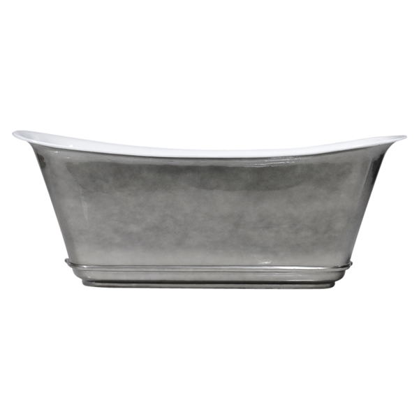 'The Charroux-73-AC' 73" Cast Iron Chariot Tub with Aged Chrome Exterior and Drain