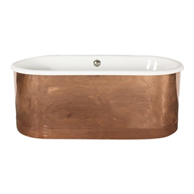 'The Bishopsgate61' 61" Cast Iron Double Ended Tub with Mirror Polished Solid Copper Exterior and Drain