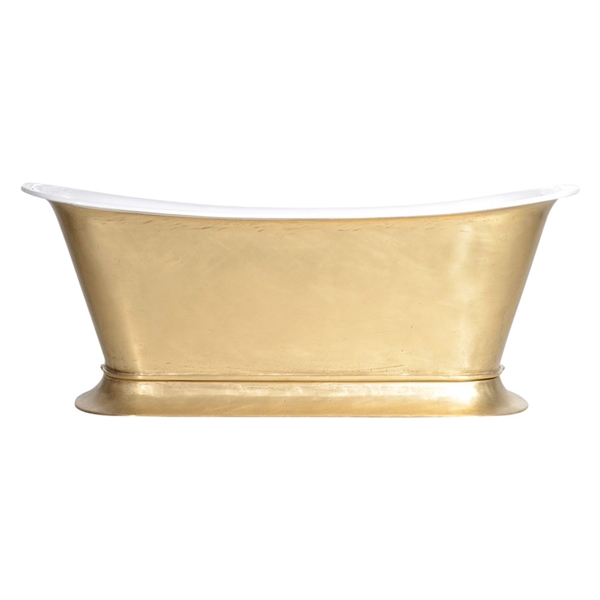 'The Bordeaux-LFBU-73' 73" Cast Iron Chariot Tub with a Burnished Brass Exterior plus Drain