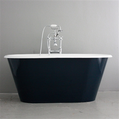 <br>'The Brinkburn' 61" Cast Iron Double Ended Tub with MOONLIGHT BLUE Exterior plus Drain<BR>
