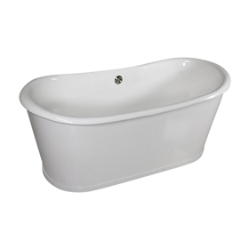 Any Solid Color 'Bromfield59' 59" Cast Iron Metal Skirted French Bateau Tub and Drain