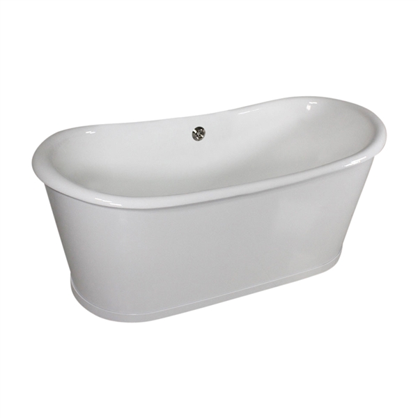Any Solid Color 'Bromfield73' 73" Cast Iron Metal Skirted French Bateau Tub and Drain
