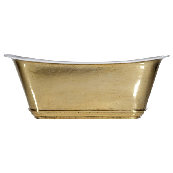 'The Charroux-67-PB' 67" Cast Iron Chariot Tub with PURE METAL Polished Brass Exterior and Drain