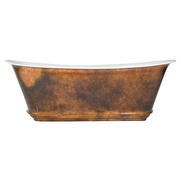 'The Charroux-ACL-67' 67" Freestanding Cast Iron Chariot Tub with Artist Applied Antiqued Copper Leafing Exterior