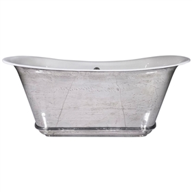 'The Charroux-67-PZ' 67" Cast Iron Chariot Tub with PURE METAL Polished Zinc Exterior and Drain