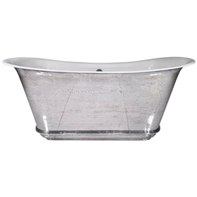 'The Charroux-73-PZ' 73" Cast Iron Chariot Tub with PURE METAL Polished Zinc Exterior and Drain