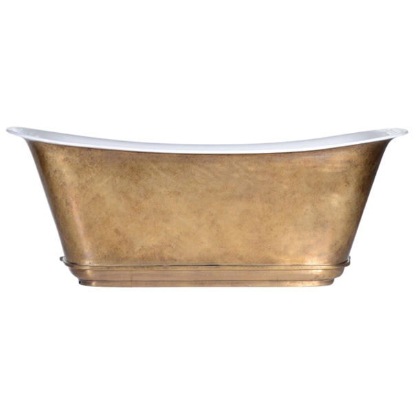 'The CharrouxAgedBrass73' 73" Cast Iron Chariot Tub with PURE METAL Aged Brass Exterior and Drain