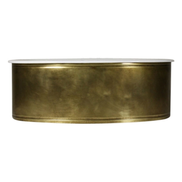 'The Chelsea' 65" Oval Cast Iron Double Ended Tub with WEATHERED BRASS Exterior plus Drain