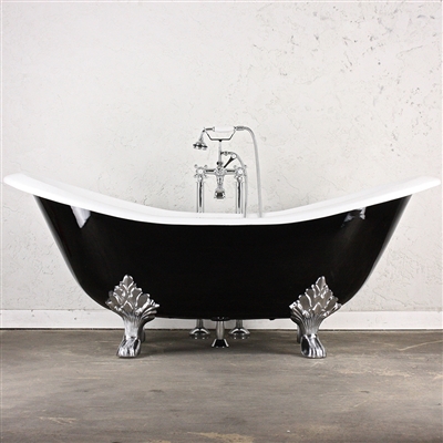 <br>'The Croxden68' 68" Cast Iron Double Slipper Tub plus Drain<BR>