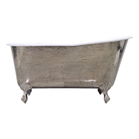 'The Easby-PN-57' 57" Cast Iron Swedish Slipper Clawfoot Tub with PURE METAL Polished Nickel Exterior and Drain