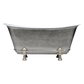 'The Fontenay-AC-59' 59" Cast Iron Chariot Clawfoot Tub with Aged Chrome Exterior and Drain