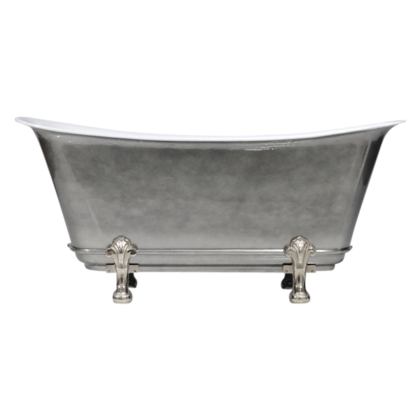 'The Fontenay-AC-67' 67" Cast Iron Chariot Clawfoot Tub with Aged Chrome Exterior and Drain