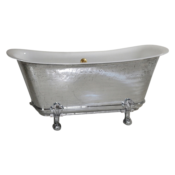 'The Fontenay-PZ-59' 59" Cast Iron Chariot Clawfoot Tub with PURE METAL Polished Zinc Exterior and Drain