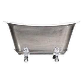 'The Fontenay-SS-59' 59" Cast Iron Chariot Clawfoot Tub with a Stainless Steel Exterior and Drain