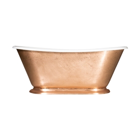 'The Gigi-LFCU-60' 60" Cast Iron Petite Bateau Tub with a Burnished Copper Exterior plus Drain